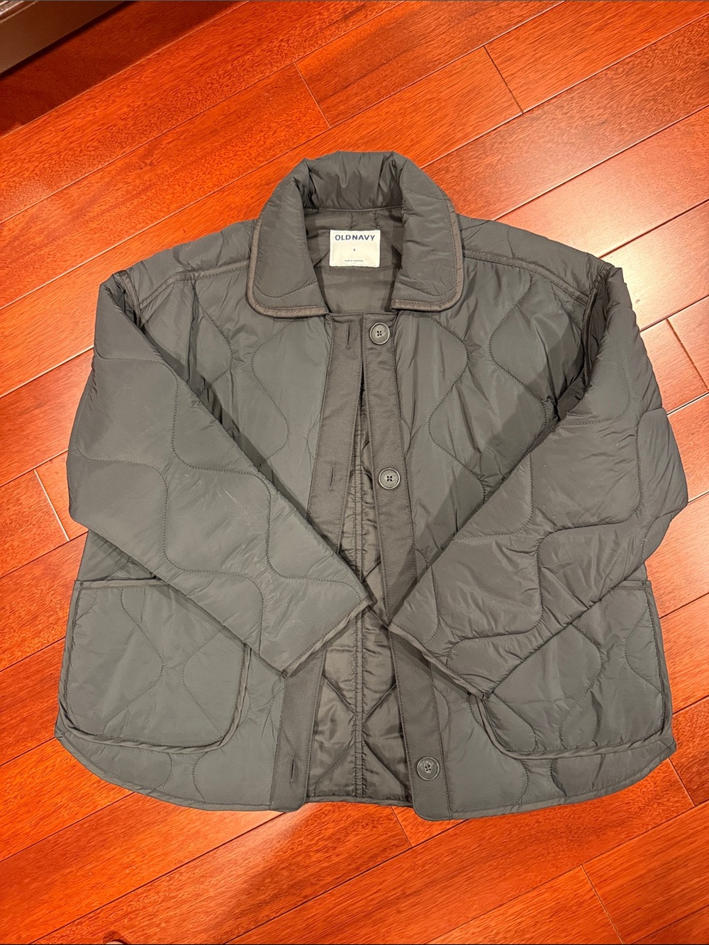 Old Navy Charcoal Quilted Button Jacket